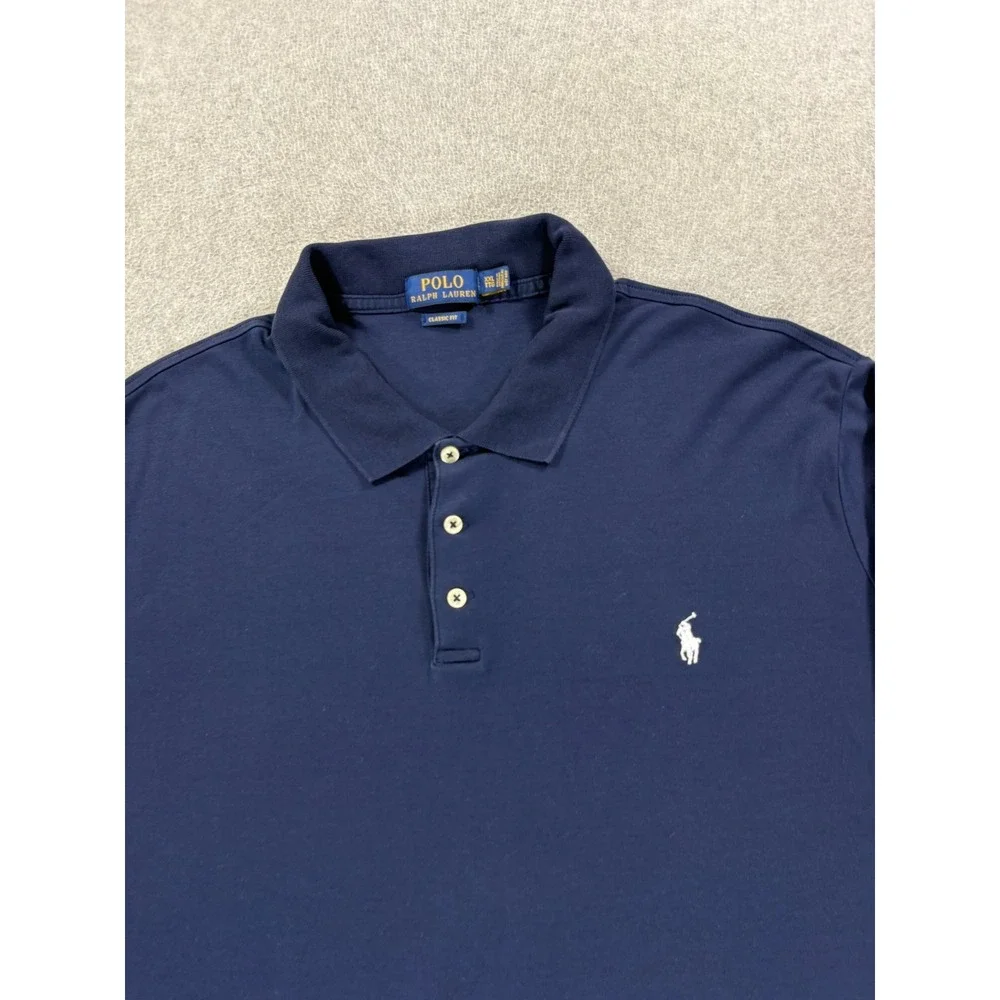 Polo Ralph Lauren Pima Cotton Short Sleeve Polo Shirt (Men's 2XL) Blue